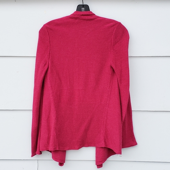 Nic & Zoe Open Front Cozy Knit Cardigan -Dark Pink - Picture 7 of 8